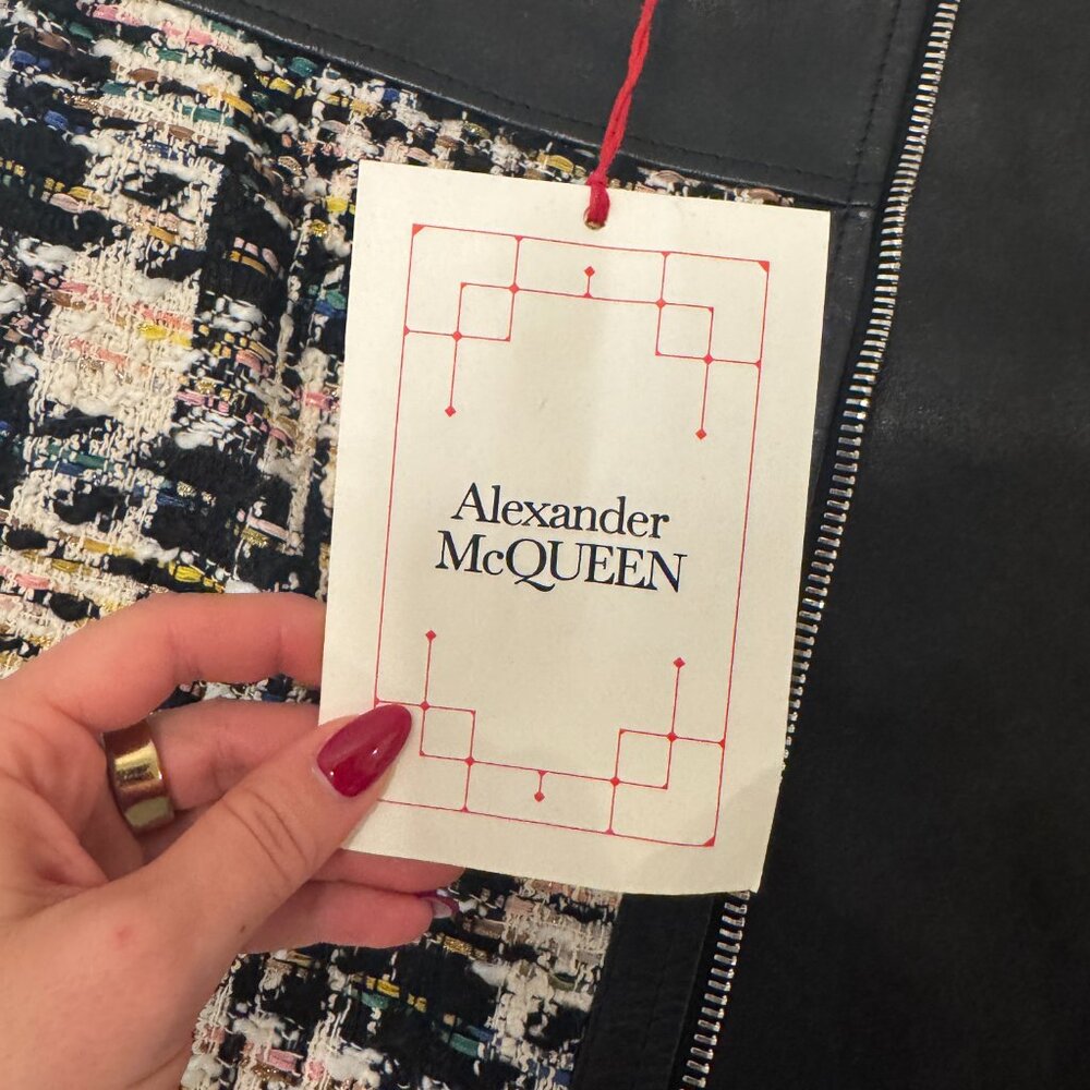 NWT Alexander McQueen Tweed and Leather Midi Skirt - Picture 12 of 15